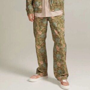 H&M x John Boyega Cotton Floral Print Jacquard Pants NWT Size M Wide Leg